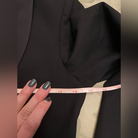 BCBGMaxAzria Tux Style Wool Cropped Blazer Built in Vest Black Shimmer Jacket XS - Picture 11 of 16
